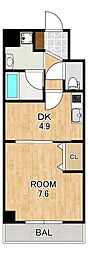 グリーンウィッチハウス 1DKの間取図画像