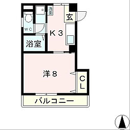 JR東海道・山陽本線 石山駅 徒歩25分の賃貸マンション 3階1Kの間取り