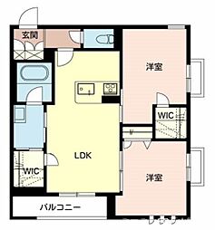 にじいろ 3階2LDKの間取り