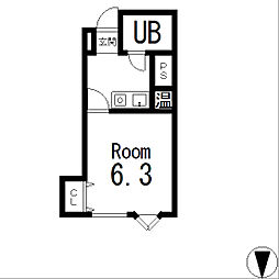 カンサ石山 1Kの間取図画像
