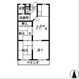 シャトー洗堰1 3LDKの間取図画像