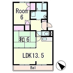 JR東海道・山陽本線 草津駅 徒歩14分の賃貸マンション 4階2LDKの間取り