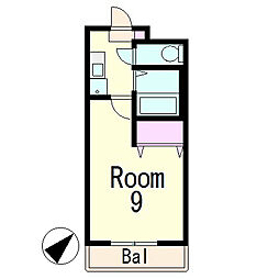 JR東海道・山陽本線 草津駅 徒歩16分の賃貸マンション 2階1Kの間取り