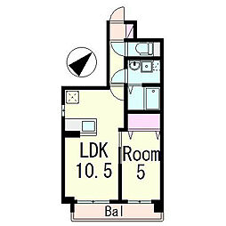 LAPIS COURT草津駅前 5階1LDKの間取り