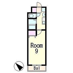 セコンダリー谷畑 1Kの間取図画像