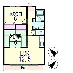 グランパティー小柿 2LDKの間取図画像