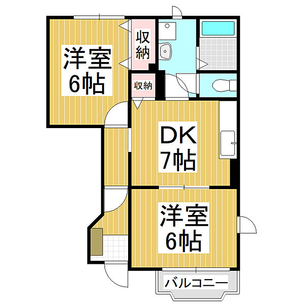 長野県塩尻市大字広丘吉田(賃貸アパート2DK・1階・44.34㎡)の写真 その2