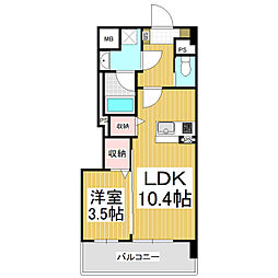 コンフォーティア広丘野村II 1階1LDKの間取り