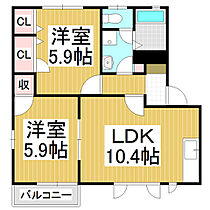 DIAS OANA　E棟  ｜ 長野県塩尻市大字広丘高出（賃貸アパート2LDK・2階・51.89㎡） その2