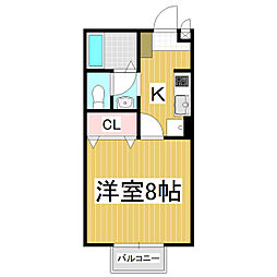 エクセレントタウン・村井Ａ 2階1Kの間取り