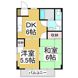 シャルマンヒルズＫ 2階2DKの間取り