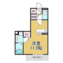 コンフォーティア宮田　A棟 3階ワンルームの間取り