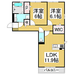 NEXUS D-room　笹部 3階2LDKの間取り