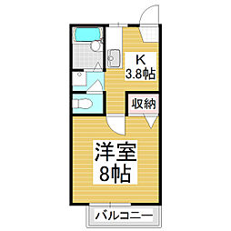 フレグランス郵とぴあD 1Kの間取図画像