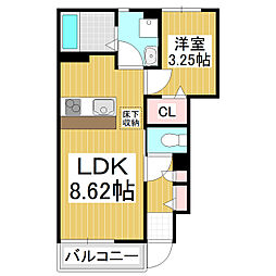 クレセール桔梗 1LDKの間取図画像