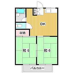 レジデンス筑摩 2DKの間取図画像