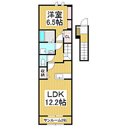 サンバティークB 1LDKの間取図画像