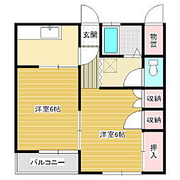 コーポ山下 2Kの間取図画像