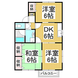 ウッドコート広丘 3DKの間取図画像