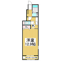 シュティル2 1Kの間取図画像