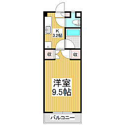 サンハイツ高宮 1Kの間取図画像