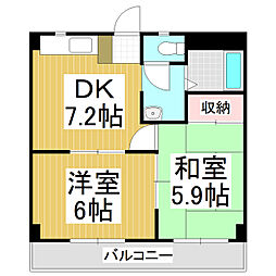 マンションTEZUKA 2DKの間取図画像