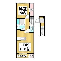 コーポ林II 1LDKの間取図画像