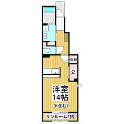 プリム・ローズ ワンルームの間取図画像