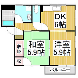 フォーブルたかやまC 2DKの間取図画像