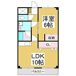 美沢コーポ 1LDKの間取図画像