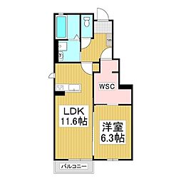 Grande広丘 C棟 1LDKの間取図画像