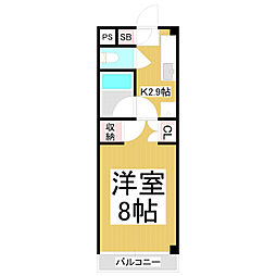 レジデンスオオタ 1Kの間取図画像
