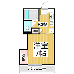メラ・ベルデS棟 1Kの間取図画像