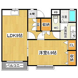 コーポハート 1LDKの間取図画像