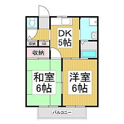 ハーモニーシャープ 2DKの間取図画像
