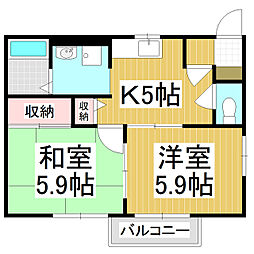 ディアス松美 2Kの間取図画像