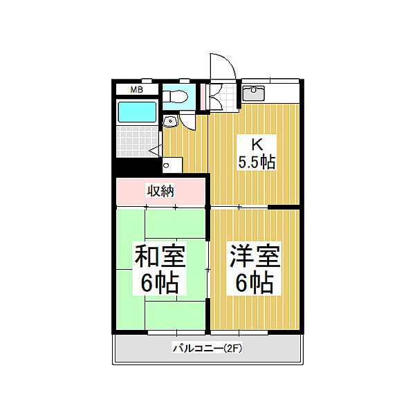 八反田ハイツＡ棟 105｜長野県松本市大字惣社(賃貸アパート2DK・1階・39.85㎡)の写真 その2