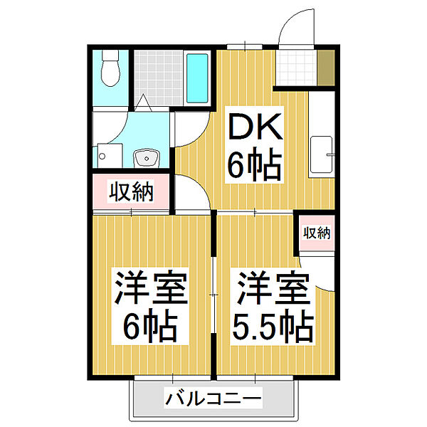 長野県松本市征矢野2丁目(賃貸アパート2DK・1階・40.04㎡)の写真 その2