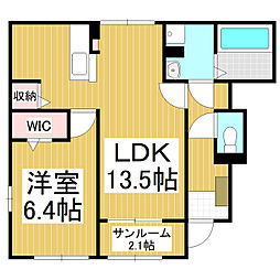 JR篠ノ井線 松本駅 バス19分 松本民芸館下車 4kmの賃貸アパート 1階1LDKの間取り