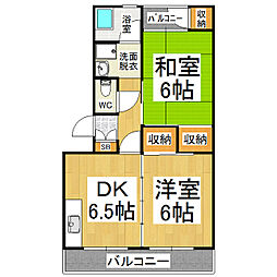 モモセマンション 1階2DKの間取り