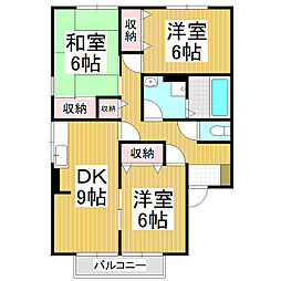 グラース関 1階3DKの間取り