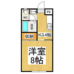 ハイツイースト　B棟 2階1Kの間取り