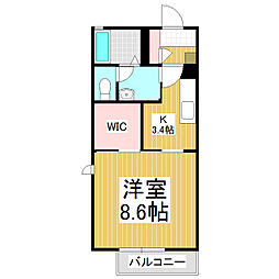 マウントI 2階1Kの間取り