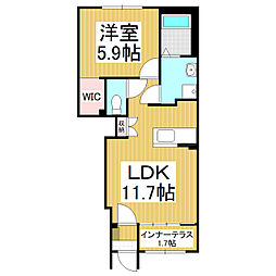 (仮)鎌田アパート新築工事 1LDKの間取図画像