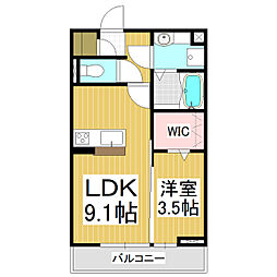 コンフォーティア塩尻大門 1LDKの間取図画像