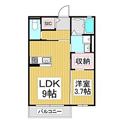 パーシモンハウス 1LDKの間取図画像