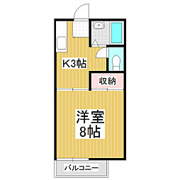 グランデュール米山 1Kの間取図画像
