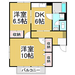 クレストファイブD 2DKの間取図画像