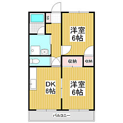 コーポ須山 2DKの間取図画像