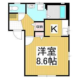 フェアハウスあずさB 1Kの間取図画像